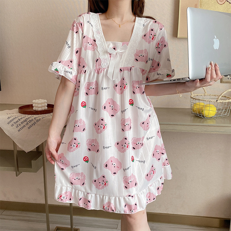Princess Wind Pijamas de verano mujer dulce vestido encantador ocio más grande vestido de pijama casero en vivo comercio exterior al por mayor