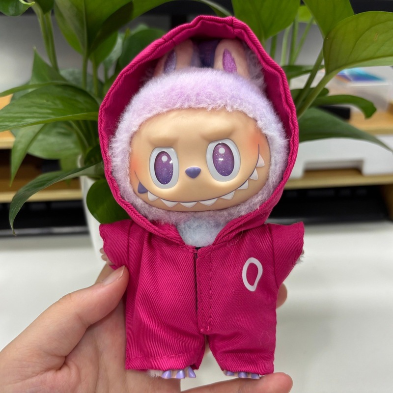 仅衣服17cm拉布布娃衣搪胶挂件玩偶衣服 马卡龙Labubu娃衣套装|undefined