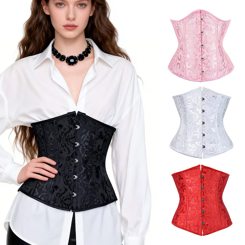 In-Stock European and American Court-Style Corset Vest Wedding Dress Base Layer Waist Cincher Shapewear Women's Buttoned Tummy Control Underwear
