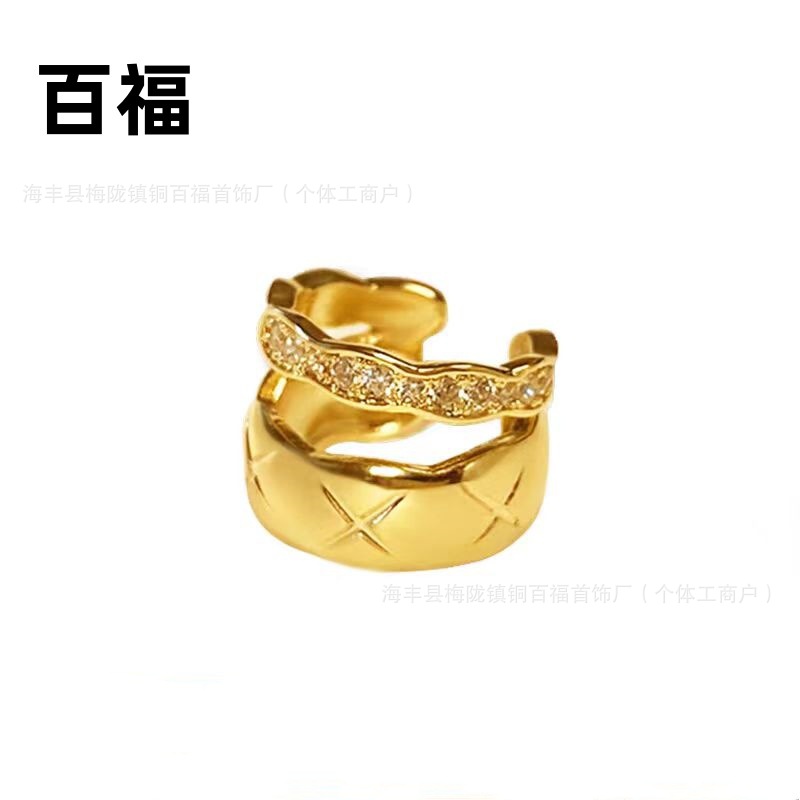 惡魔有約金裕貞同款菱格s925純銀耳針耳環骨夾女無耳洞小香風耳飾