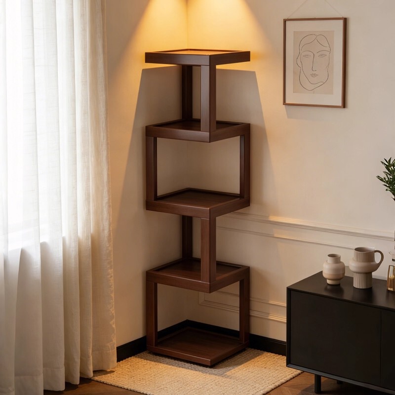 Corner Storage Rack Integrated with Wall-Mounted Living Room Sofa, 90-Degree Corner Cabinet, Bedroom Corner Storage Cabinet for Home Use