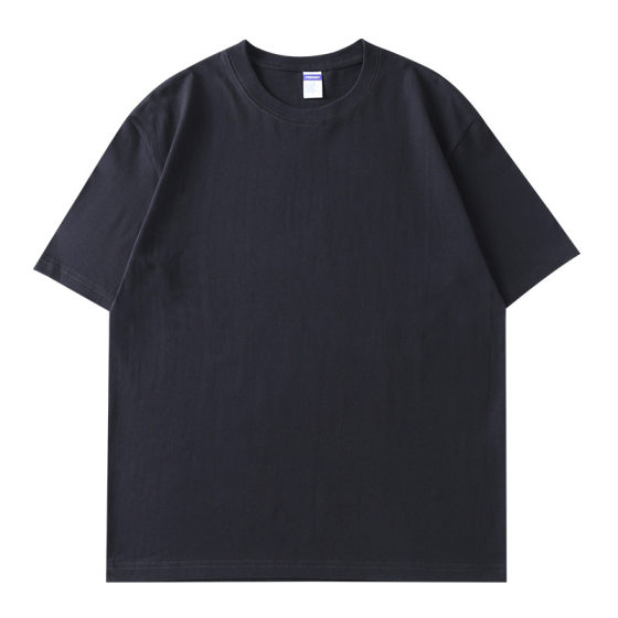 Heavy short-sleeved T-shirt 260g solid color plus size cotton round neck short-sleeved men's and women's sports loose off-shoulder bottoming shirt fashion