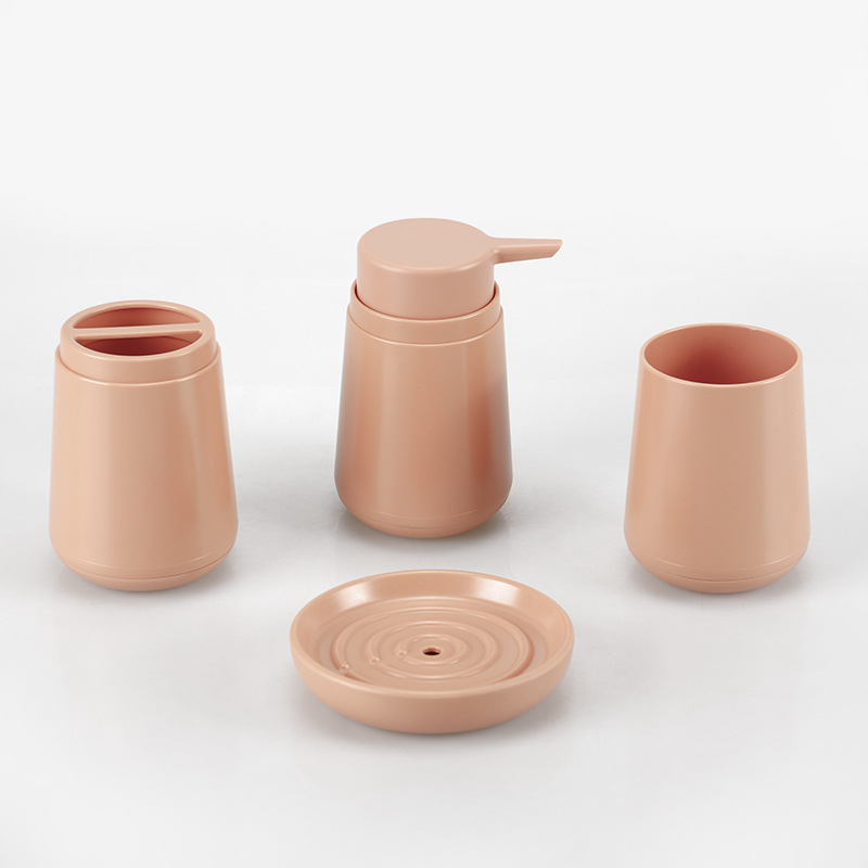 Color sólido nuevo baño de plástico suministros de seis piezas conjunto enjuague bucal cepillo titular caja de jabón Baño de almacenamiento traje de baño