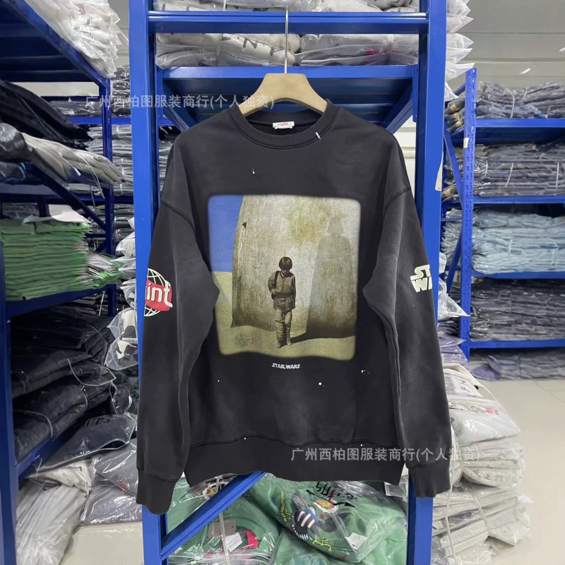Saint Michael X Star Wars 25Ss Distressed Crewneck Sweatshirt Trendy Brand