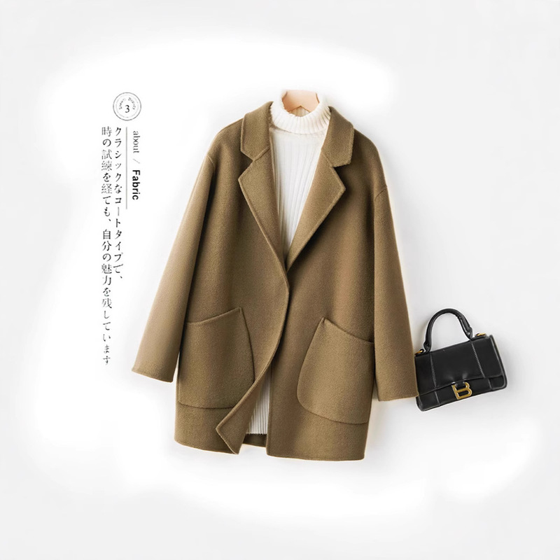 Autumn and Winter New Double-sided Wool Coat Mid-length Shoulder Sleeve Loose plus size Casual Commuter Women's Wool Coat