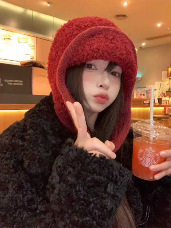 保暖防寒雷锋帽子女秋冬季加厚护耳帽针织毛线帽巴拉克啦飞行帽韩|undefined