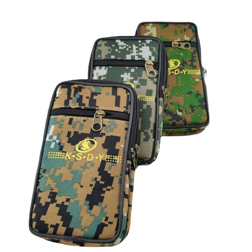 Manufacturer wholesale new men's canvas waist bag 7 inches flat mouth camouflage belt enlarged mobile phone bag sundry bag