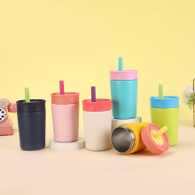 跨境owala同款12oz咖啡杯多巴胺彩色随手杯双层真空便携保温杯