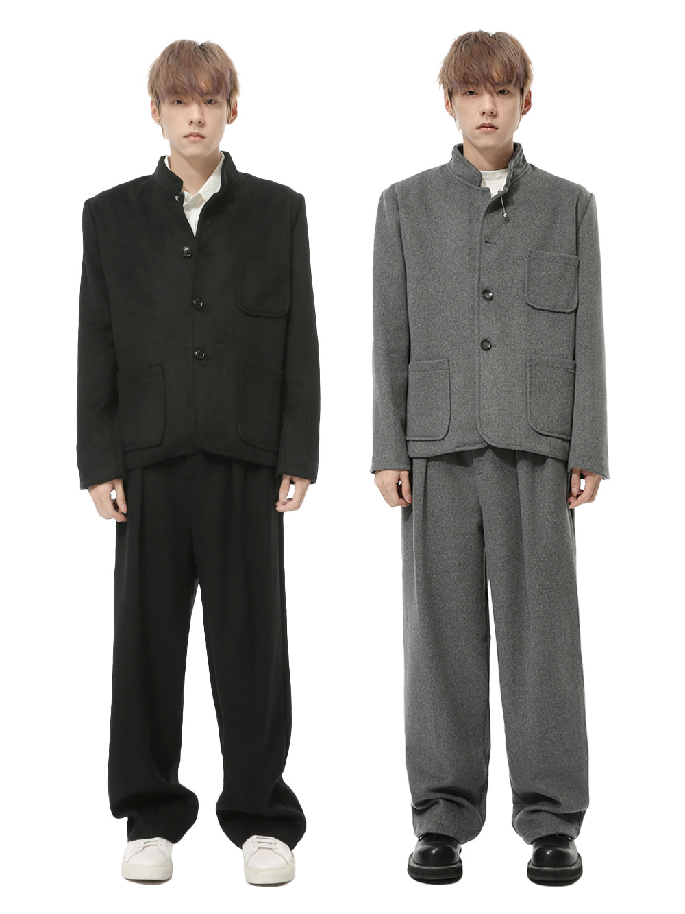 MTLCLOTHES Hombres| Nuevos productos de otoño de lana de estilo coreano de cuello vertical chino de bolsillo ligero de lujo suit de moda