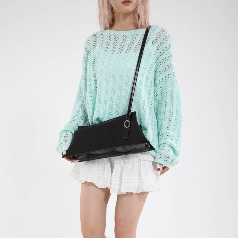 Bolso grande de diseño de nicho 2025 verano nuevo bolso femenino bolso de hombro de textura de alta gama charol brillante bolso de mensajero marea