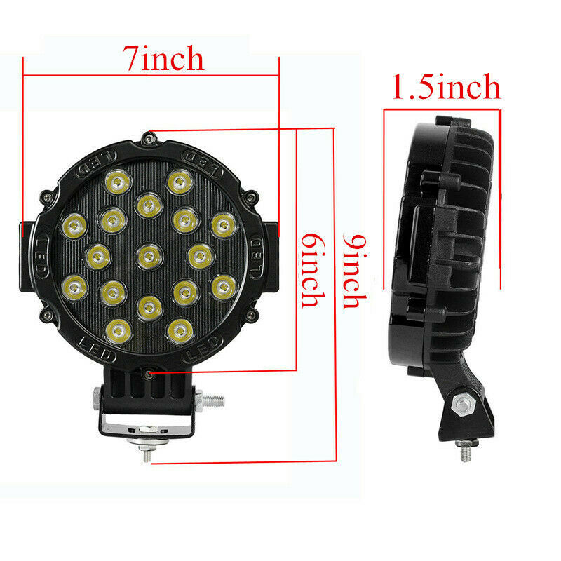 Transfronterizos para automóviles luces de trabajo LED 51W / 17LED blanco redondo cruzado faro 7 pulgadas