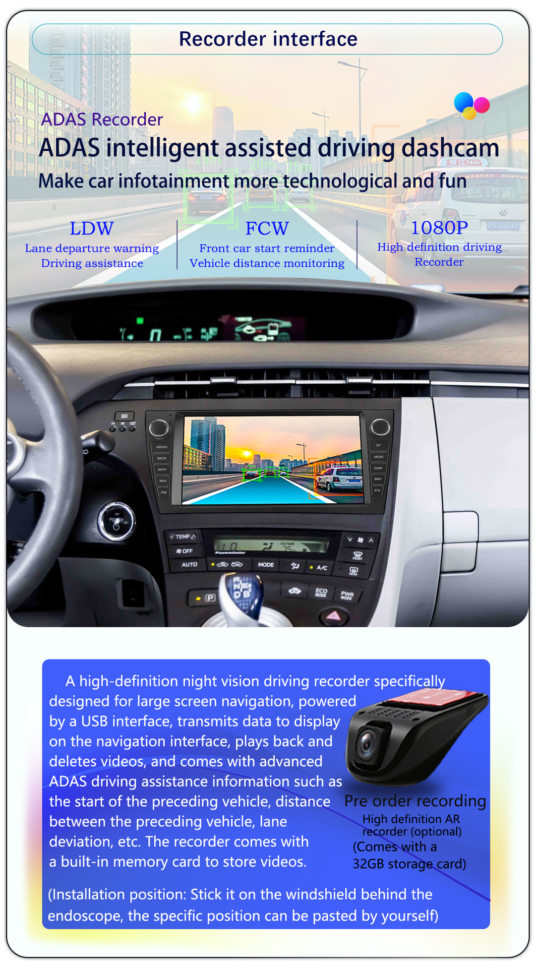 Suitable for 9-Inch 10-15 Model Toyota Prius Android Wireless Carplay Navigation 360 Panoramic All-In-One Machine