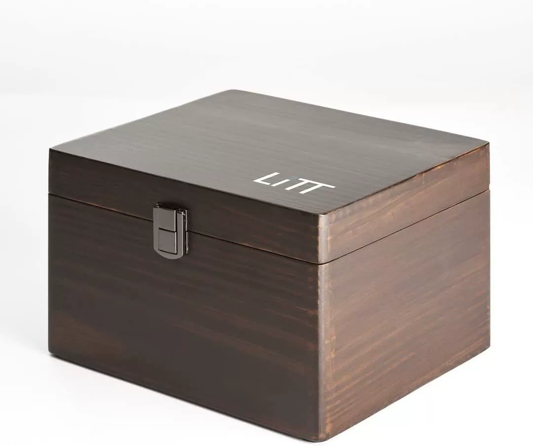 Wooden storage box, storage system