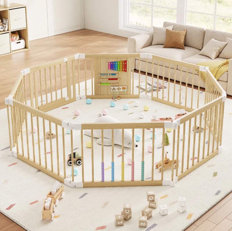 Customized Cross-Border Indoor Children's Game Solid Wood Fence Baby Crawling Toddler Baby Fence Solid Wood Safety Guardrail