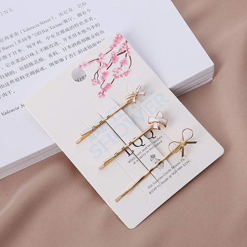 Factory Wholesale Daily Japanese and American Sweet and Cute Bow Tie Collar Hair Clips Fashion Simple Single Clip Set