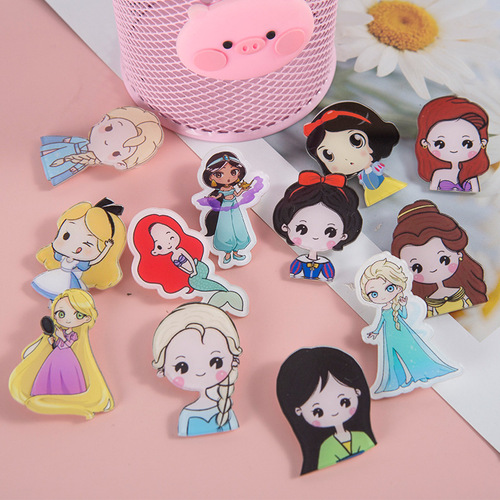 ins American cute children's brooch cartoon girl pin school bag pendant badge girl princess accessories patch