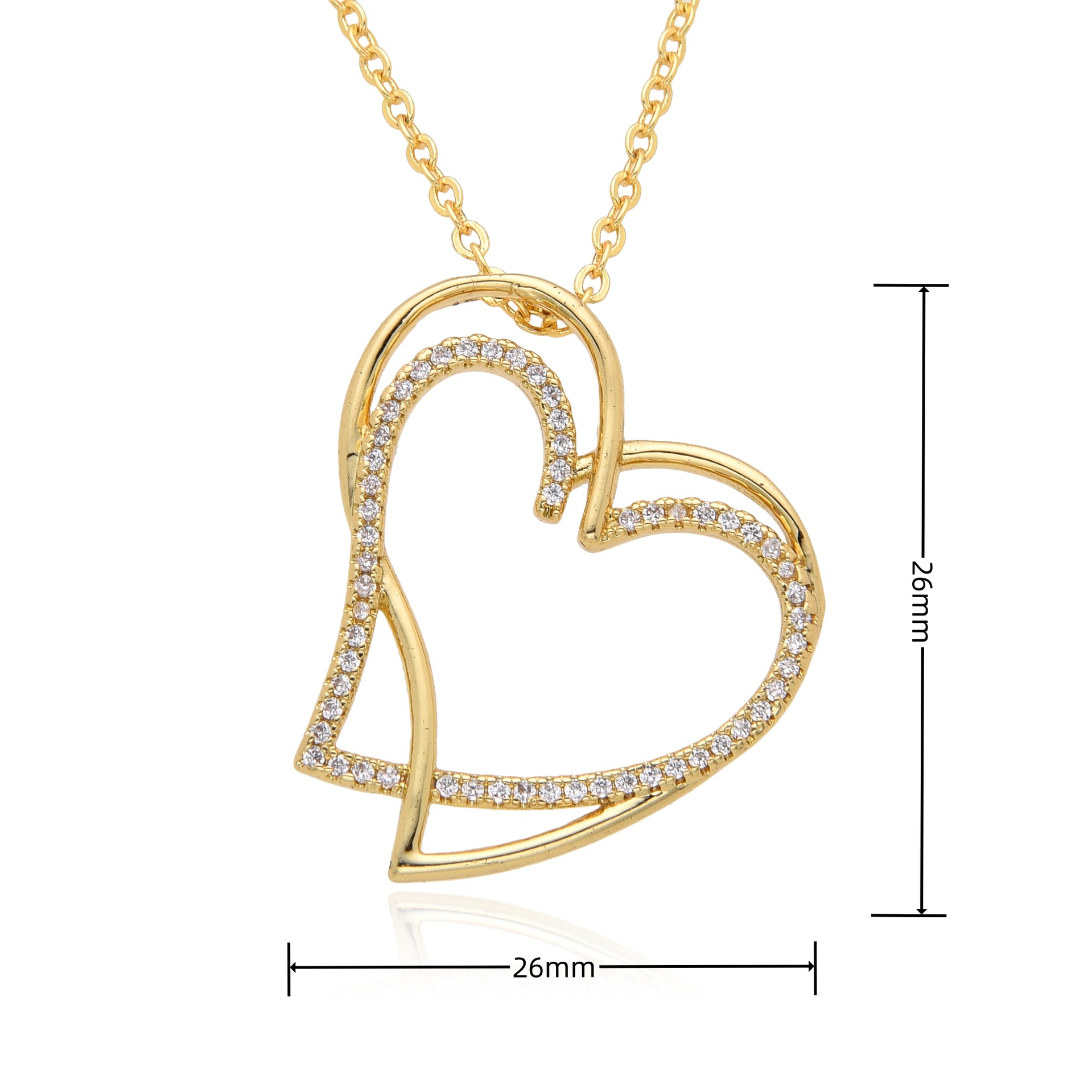 8g Weight 18K Gold Plated Plating Material Copper Pendant Material Pendant Necklace Classification Copper Chain Material 1 Piece Quantity Date, Tea Party Occasion Copper Material Heart Shape Pattern Women's Gender Sweet, Simple Style Style Copper 18K Gold Plated Heart Shape Pendant Necklace 14
