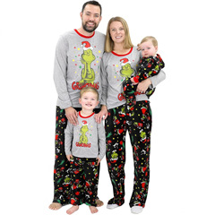 2025欧美ebay新款圣诞chrismas印花亲子装长袖睡衣套装家居服