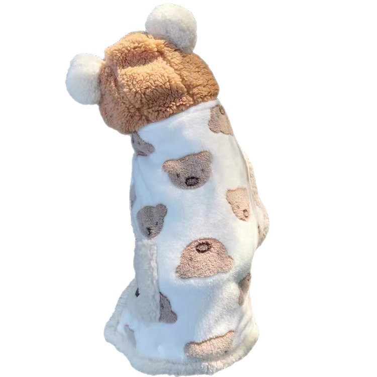 Küçük ve orta boy köpekler için kışlık köpek kıyafetleri, kediler için peluş uyku tulumları, mercan rengi kadife pelerinler, soğuğa dayanıklı ve sıcak tutan pelerinler