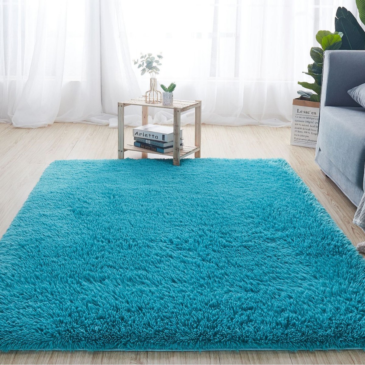 Alfombra teñida de seda de felpa de pelo largo transfronterizo, alfombra de piso, sala de estar, dormitorio, manta de cama resistente a la suciedad y fácil de cuidar