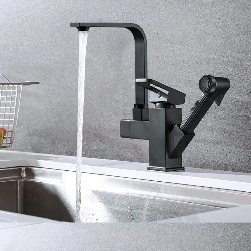 Kitchen vegetable basin pull-out robot faucet multi-function spray gun pressurized robot hot and cold water mixing faucet Kitchen vegetable basin pull-out robot faucet multi-function spray gun pressurized robot hot and cold water mixing faucet