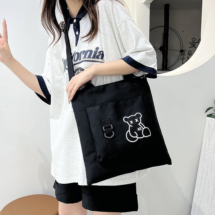 Large-capacity women's bag manufacturer in stock, fashionable Korean-style single-shoulder canvas bag, ins, high school and college students' hand-held tutorial bag undefined