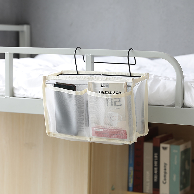 Nuevo dormitorio Estudiante universitario Almacenamiento de cabecera bolsa colgante canasta de almacenamiento de lona tela de lino de algodón Estilo nórdico Almacenamiento de noche canasta colgante