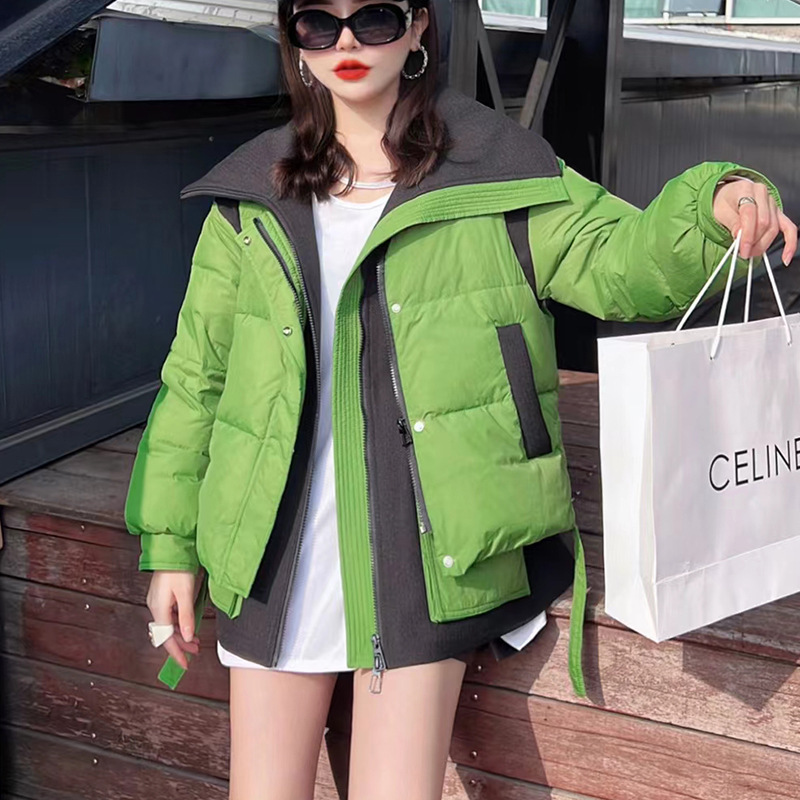 Down Jacket Women's Winter Short New Korean-style Loose Fashion White Duck Down Design Two-piece Jacket