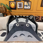 宫崎骏龙猫电影卡通日本毛毯编织挂毯沙发毯棉线毯装饰背景毯手工