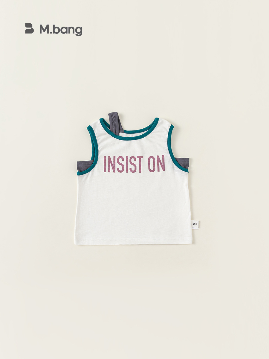 Youbao Ropa para niños Camiseta sin mangas para niños Falsa de dos piezas Chaleco de contraste Ropa de verano casual Chaleco de niña