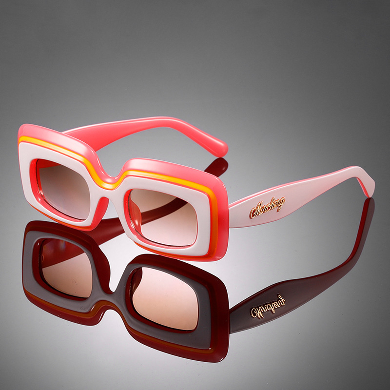 Cross-Border Fashion Square Sunglasses, Uv400 Protection, Personalized Color-Blocking Sunglasses, Trendy Unisex Ins-Style Glasses M6216