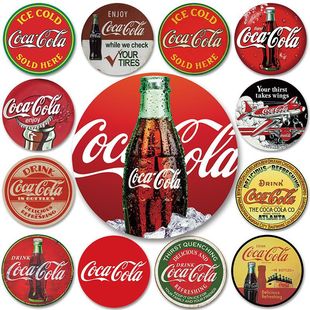 Tin Painting Cocacola Bar Restaurant Home Wall Decoration Tin Metal Decor Cross Border Round Wall Card