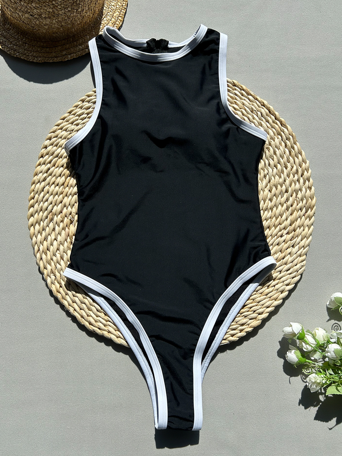 Round Neck Neckline Comfort Function Slim Fit Type Women's Sexy Solid Color One Piece Swimwear