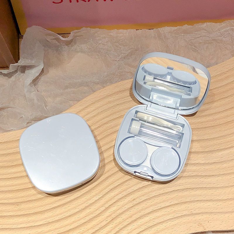 Simple Macaron color contact lens case, beautiful pupil case, portable and compact Korean version, high appearance and high-end storage box for distribution