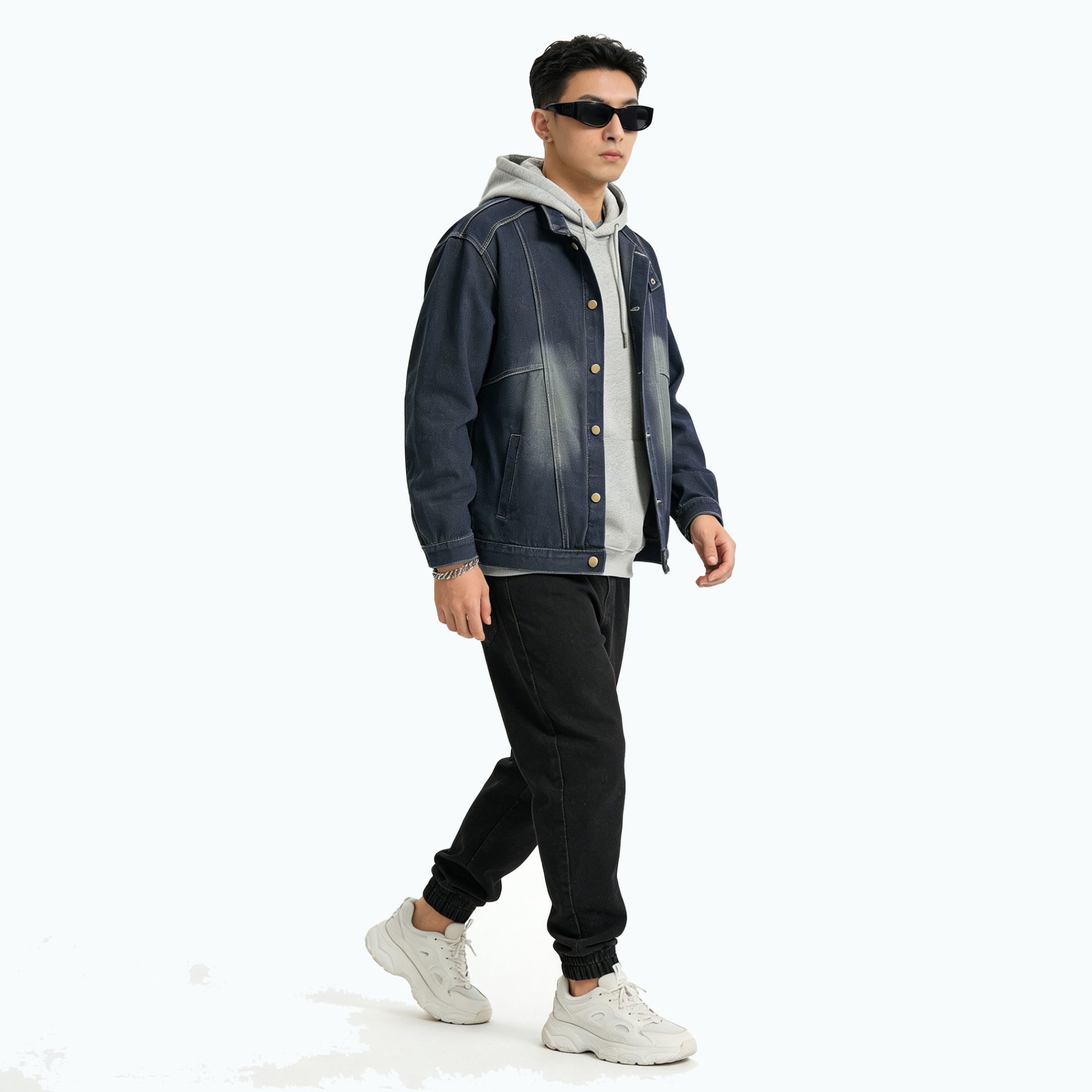 Vintage Jeansjacke Mit Stehkragen Im Retro Look Denim Unisex_voghion.com