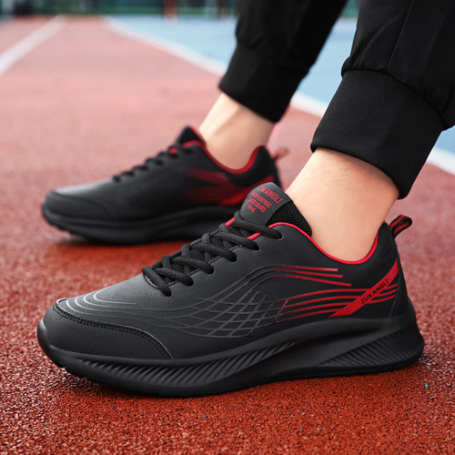 Men's Winter Leather Surface Sports Shoes, Men's Waterproof Casual Sports Shoes, Soft Sole Anti-Work Casual Running Shoes, Spring Single Shoes
