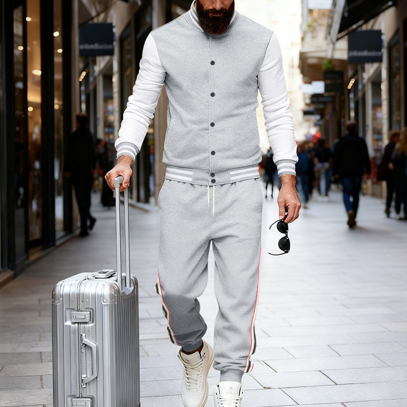 Abbigliamento da uomo - Completo sportivo da baseball foderato in pile pesante da uomo - Abbigliamento casual invernale per esterni - Abbigliamento da pendolare alla moda_voghion.com