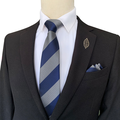 Wholesale  new men's tie pocket square two-piece set striped business tie with gift box