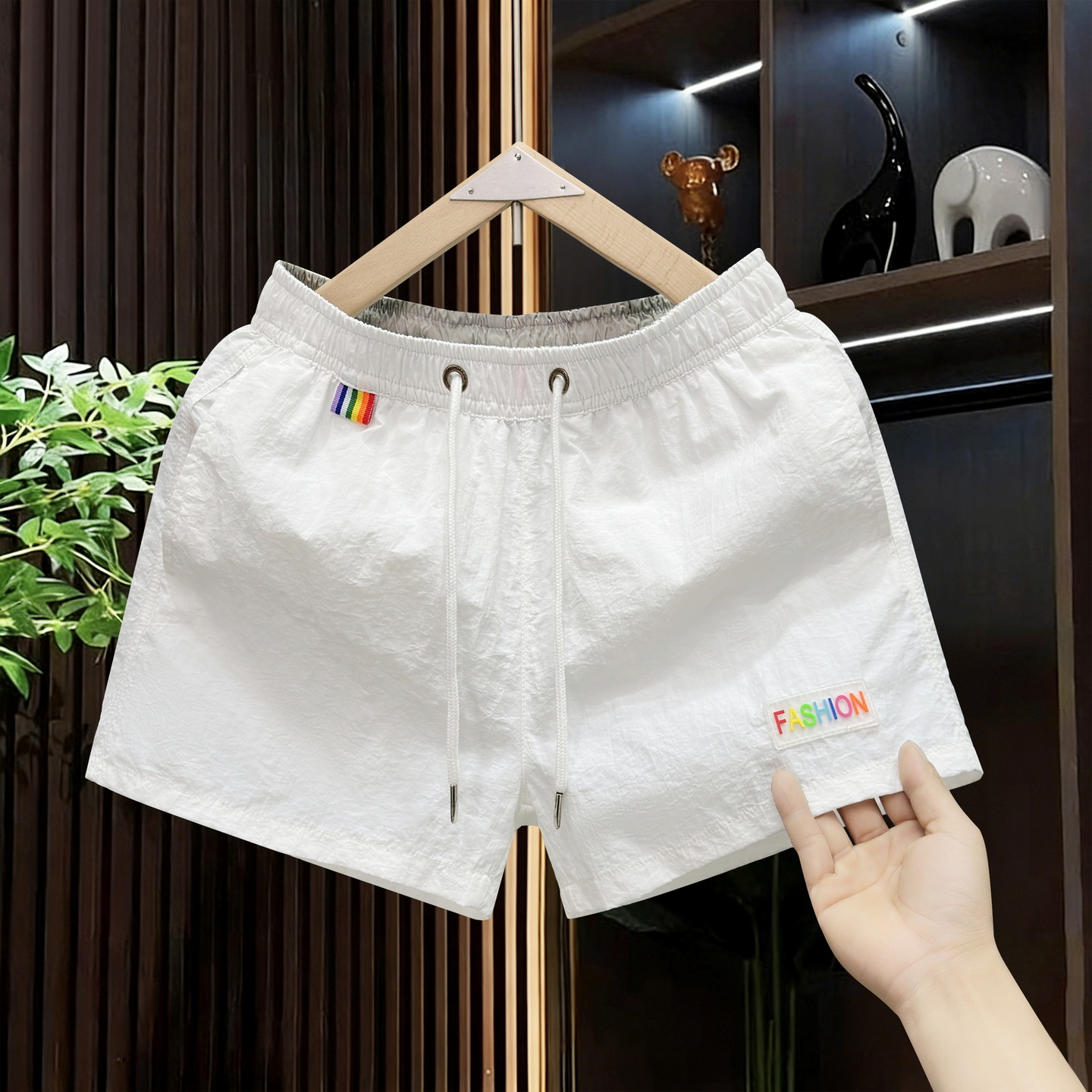 Men's Quick Drying Beach Shorts Stylish Elastic Waist Color Block High Quality Loose Fit Inner Lining Three Quarter Length_viptrois.com