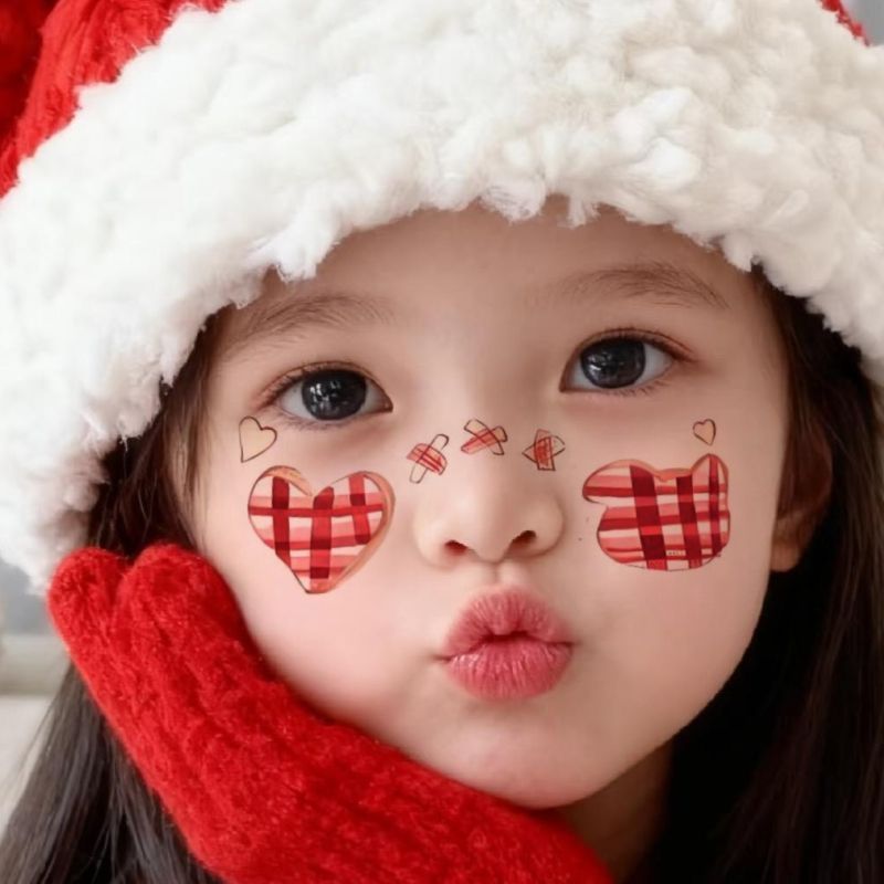 圣诞节脸贴可爱卡通小熊饼干儿童氛围派对脸贴纸雪人