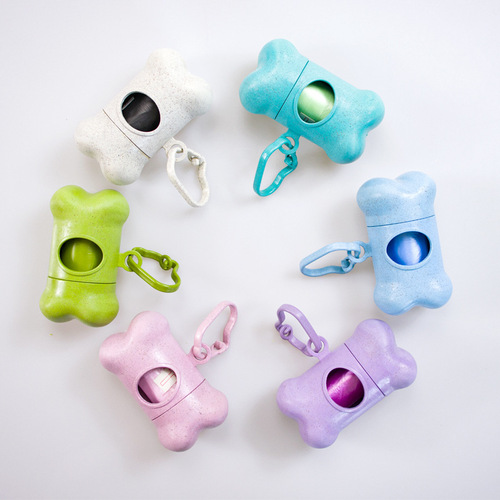 Pet Supplies Wheat Straw Biodegradable Dog Poop Pickup Bone Dispenser Pet Cleaning Pet Garbage Bag