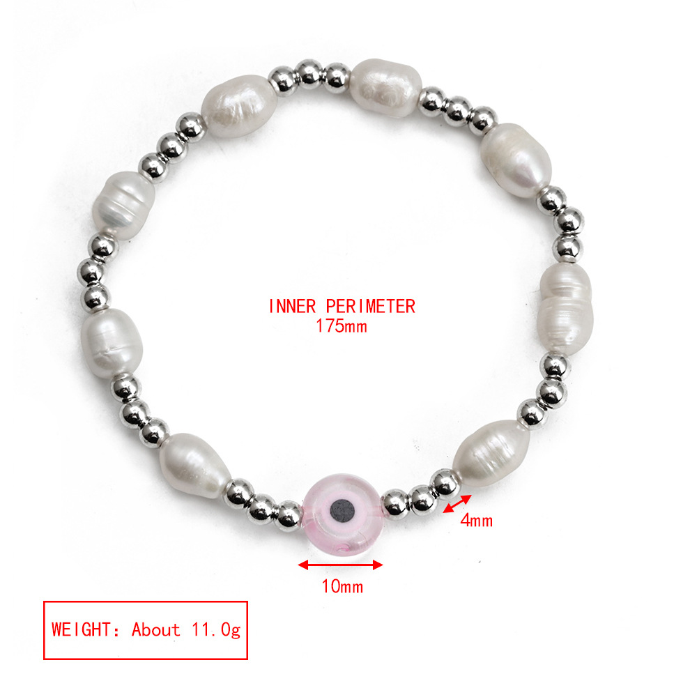 Simple Style Devilu0027S Eye Copper Beaded Plating Bracelets 1 Piece