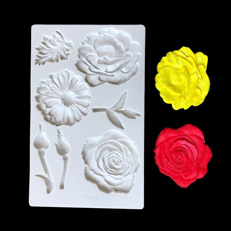 Flor de peonía grande Pastel de cumpleaños Flor de fondant Chocolate Molde de silicona Decoración de pastel Diy resina de pegamento