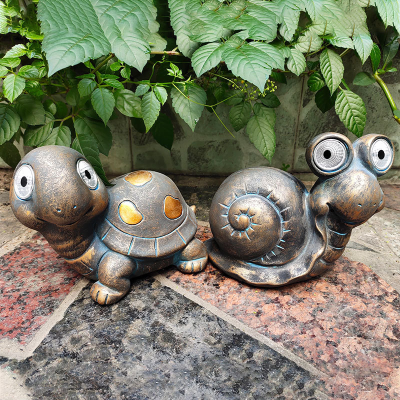 Lámpara solar decoración tortuga Caracol búho al aire libre jardín césped resina decoración paisaje escultura Decoración