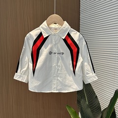Boys' Long-Sleeve Shirt 2024 Spring and Autumn New Loose Fashion Printed Top Stylish and Charming Children's Shirt Trendy