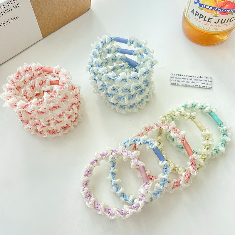 Cuerda de pelo de malla simple encaje banda de goma elástica alta anillo de pelo de lazo femenino cuerda de pelo lateral de estilo japonés no daña el cabello resistente al desgaste