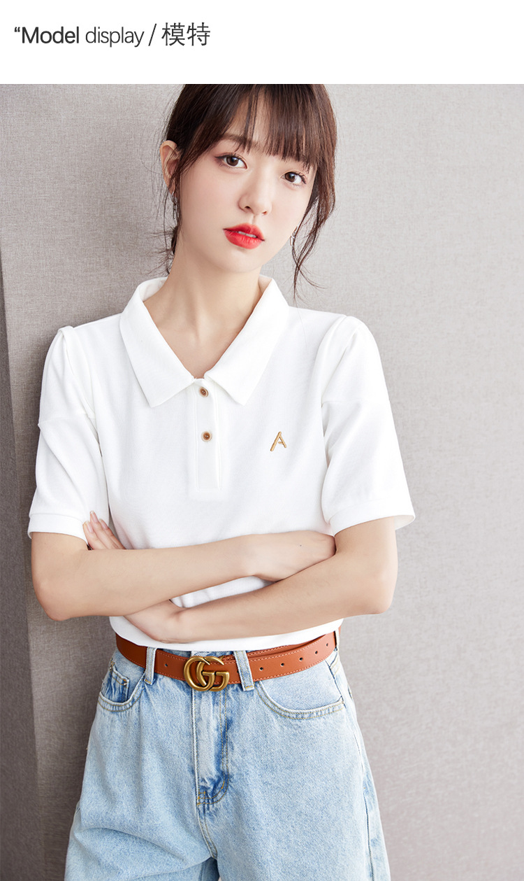 跨境衬衣白色短袖恤女士装夏季2024年新款洋气宽松小衫上衣详情4