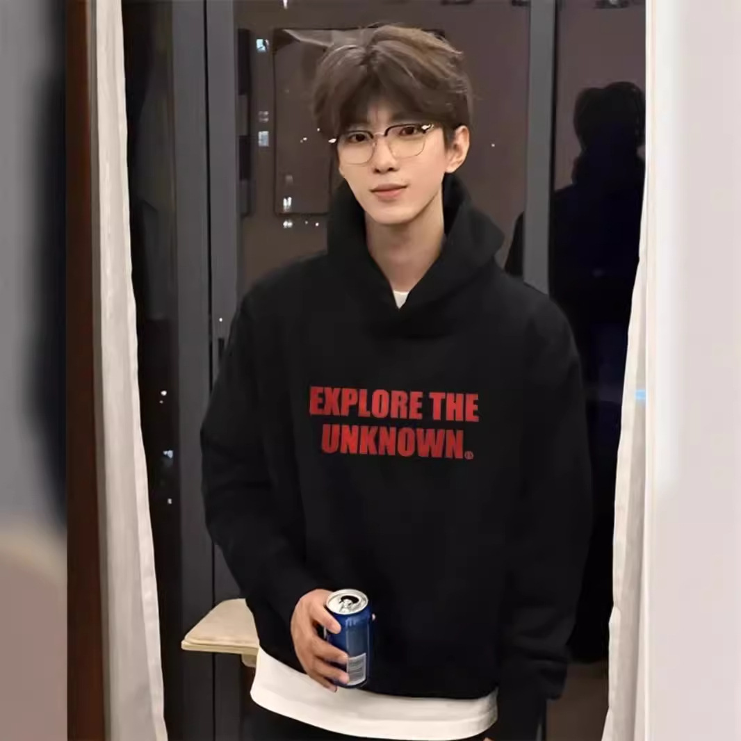 Men's Heavyweight Hooded Sweatshirt Grey Cotton Autumn Style_voghion.com