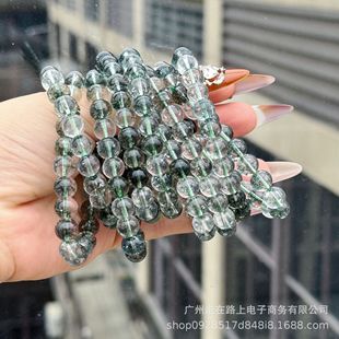 Green Ghost Crystal Single Circle Original Design High Goods Bracelet Beaded Jewelry Bracelet Tourmaline Silver Obsidian Women