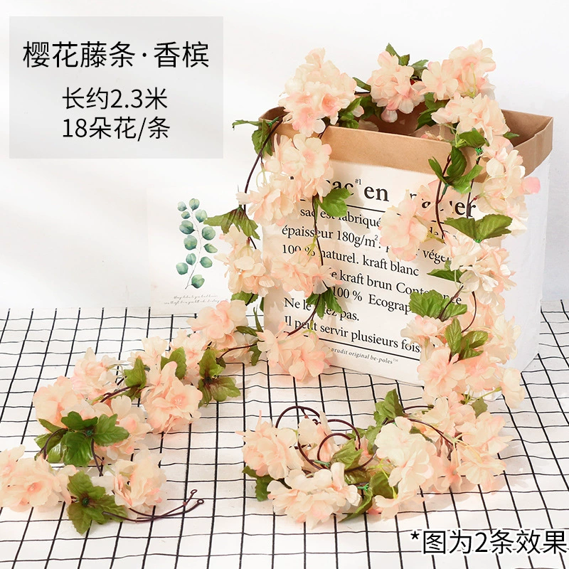 Искусственные цветы cherry blossom лоза, 1.8 м пластиковая гирлянда сакура, 135 голов реалистично
